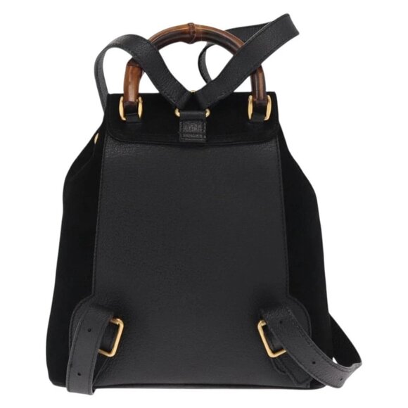 GUCCI Bamboo Backpack Suede Black Gold 003 1956 0030 Auth 155694 main image 14